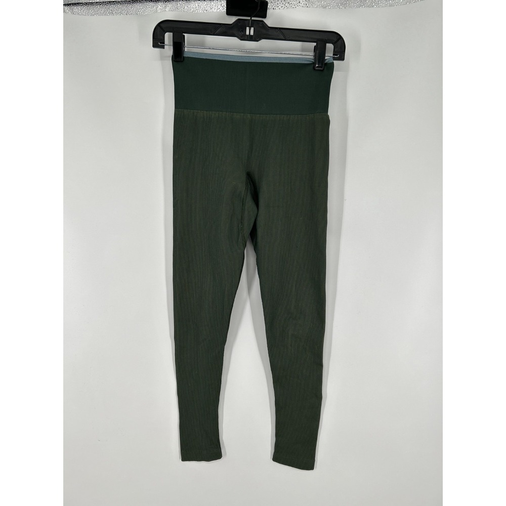 Outdoor Voices Seamless Ribbed Full Length Leggings Womens XS Green High Waisted